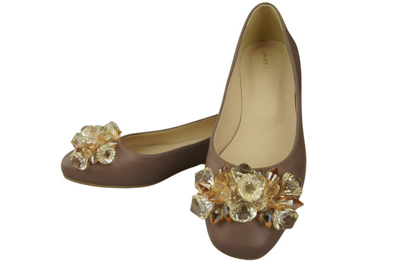 Women's Pumps with Crystals Flat Natural Leather 216 ElitaBut