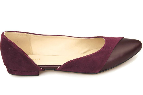 Obuwie Damskie Baleriny Bordowe skóra naturalna Zamszowa 146 ElitaBut