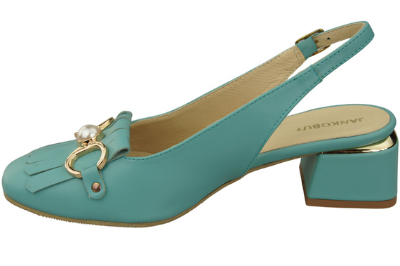 Obuwie Damskie Sandały Turkusowe Ozdobione Frędzlami Skóra naturalna 208 ElitaBut