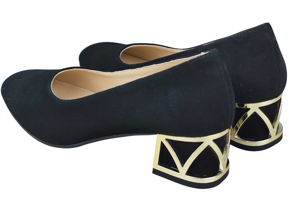 Comfortable Women's Shoes Pumps with Decorative Heel Natural Suede Leather 219 From ElitaBut