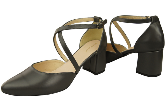 Elegant Leather Sandals with Open Sides on a Stable Heel 218 ElitaBut