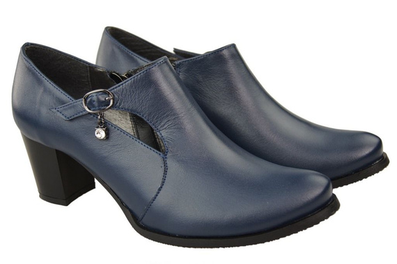 Obuwie Botki Damskie Skóra Naturalna Granat 109 ElitaBut