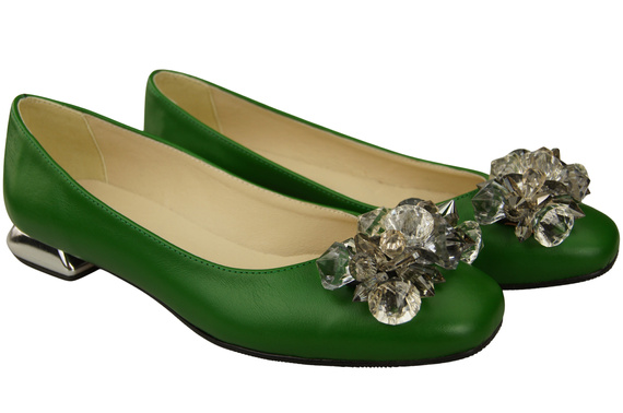 Women's Pumps with Crystals Flat Natural Leather 216 ElitaBut
