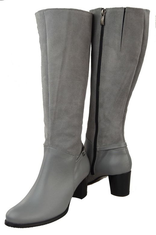 Obuwie Kozaki Damskie skóra naturalna 101 Popiel ElitaBut