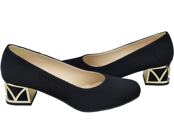 Comfortable Women's Shoes Pumps with Decorative Heel Natural Suede Leather 219 From ElitaBut