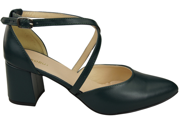 Elegant Leather Sandals with Open Sides on a Stable Heel 218 ElitaBut