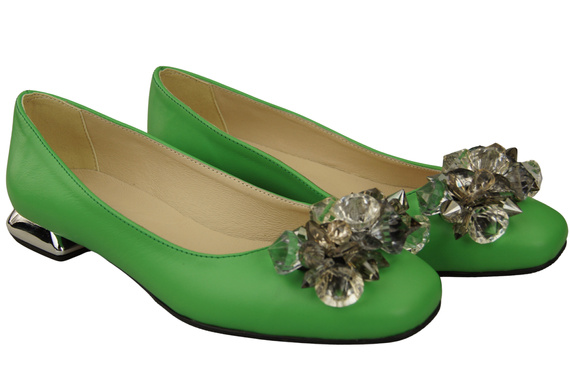 Women's Pumps with Crystals Flat Natural Leather 216 ElitaBut