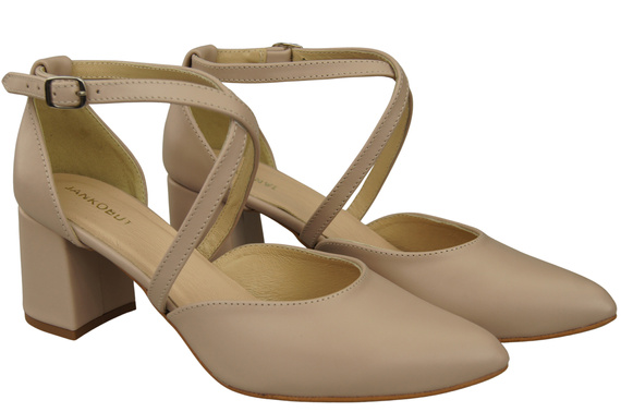 Elegant Leather Sandals with Open Sides on a Stable Heel 218 ElitaBut