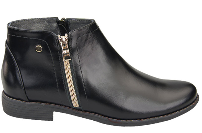 Wiosna Obuwie Damskie Botki  skóra naturalna Czarne Błyszczące 872 ElitaBut