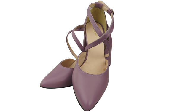 Elegant Leather Sandals with Open Sides on a Stable Heel 218 ElitaBut