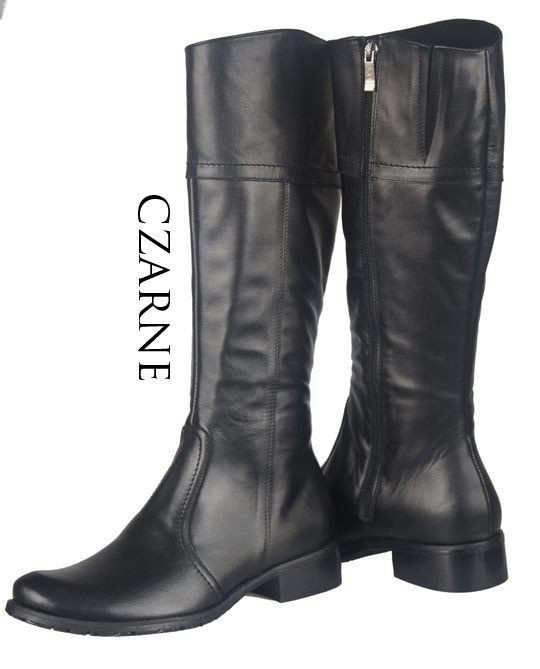 Obuwie Kozaki Damskie skóra naturalna Czarne 636 ElitaBut