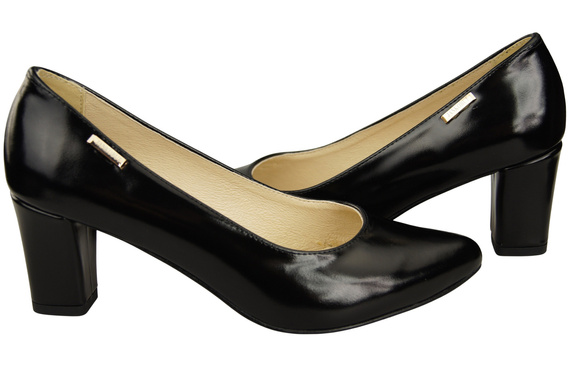 Classic Smooth Pumps Shoes Women's Black Natural Leather 213 ElitaBut