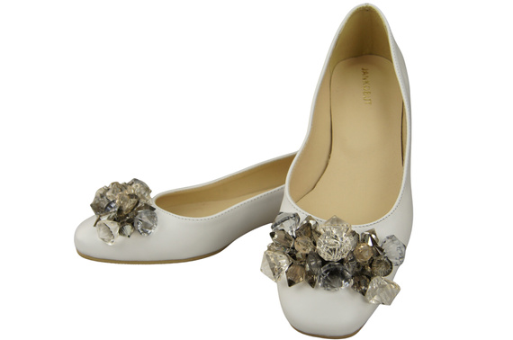 Women's Pumps with Crystals Flat Natural Leather 216 ElitaBut