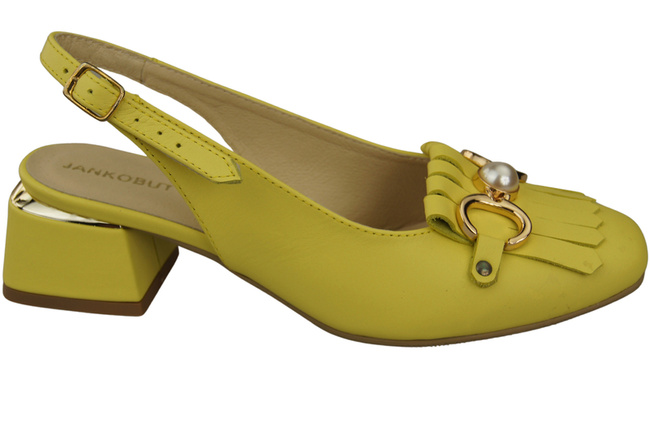 Obuwie Damskie Sandały Cytrynowe Ozdobione Frędzlami Skóra naturalna 208 ElitaBut