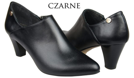 Obuwie Botki Damskie skóra naturalna Czarne 864 ElitaBut