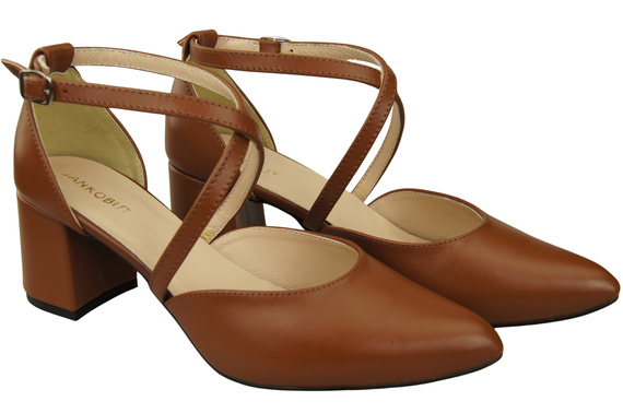 Elegant Leather Sandals with Open Sides on a Stable Heel 218 ElitaBut